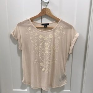 Forever 21 Textured Printed & Mesh Top